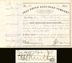 Alfred H. Smith signed Troy Union Rail-Road Company